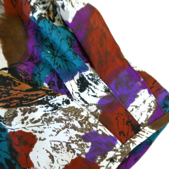 Vintage Blouse Open Front Waterfall Puff Short Sleeves Cardigan L - Picture 4 of 7